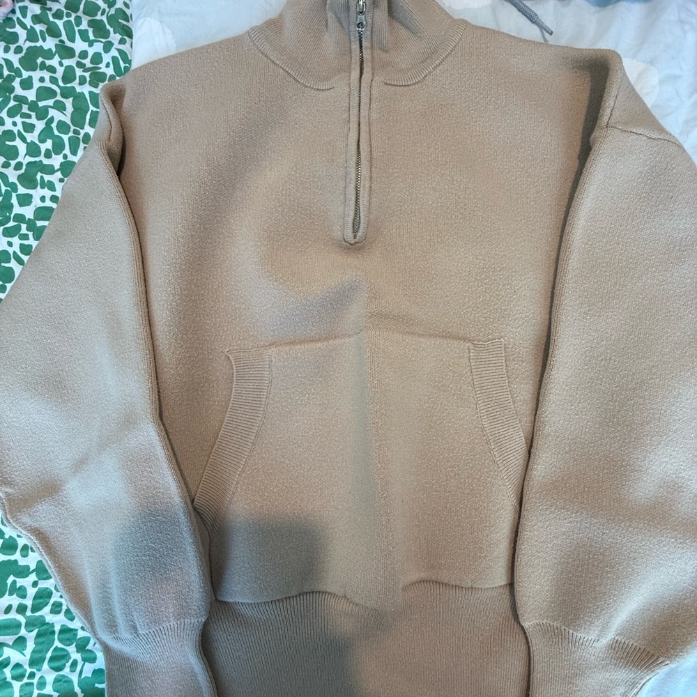 Forever 21 Tan Half-Zip Sweater